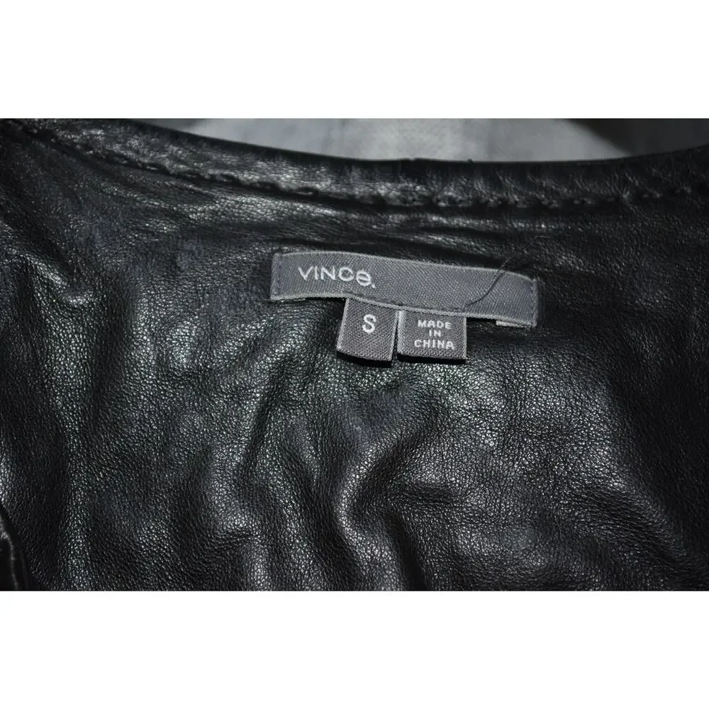 Vince 100% Leather Black Moto Jacket S - Picture 3 of 4